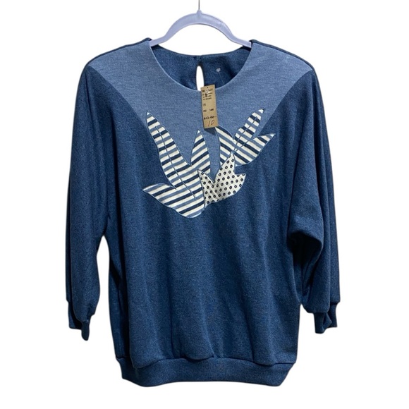 Vintage Graff Californiawear Blue Graphic Sweatshirt Shoulder Pads USA - Picture 1 of 13